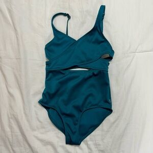 Abercrombie Kids Teal Ribbed One-Piece Swimsuit with Cutouts